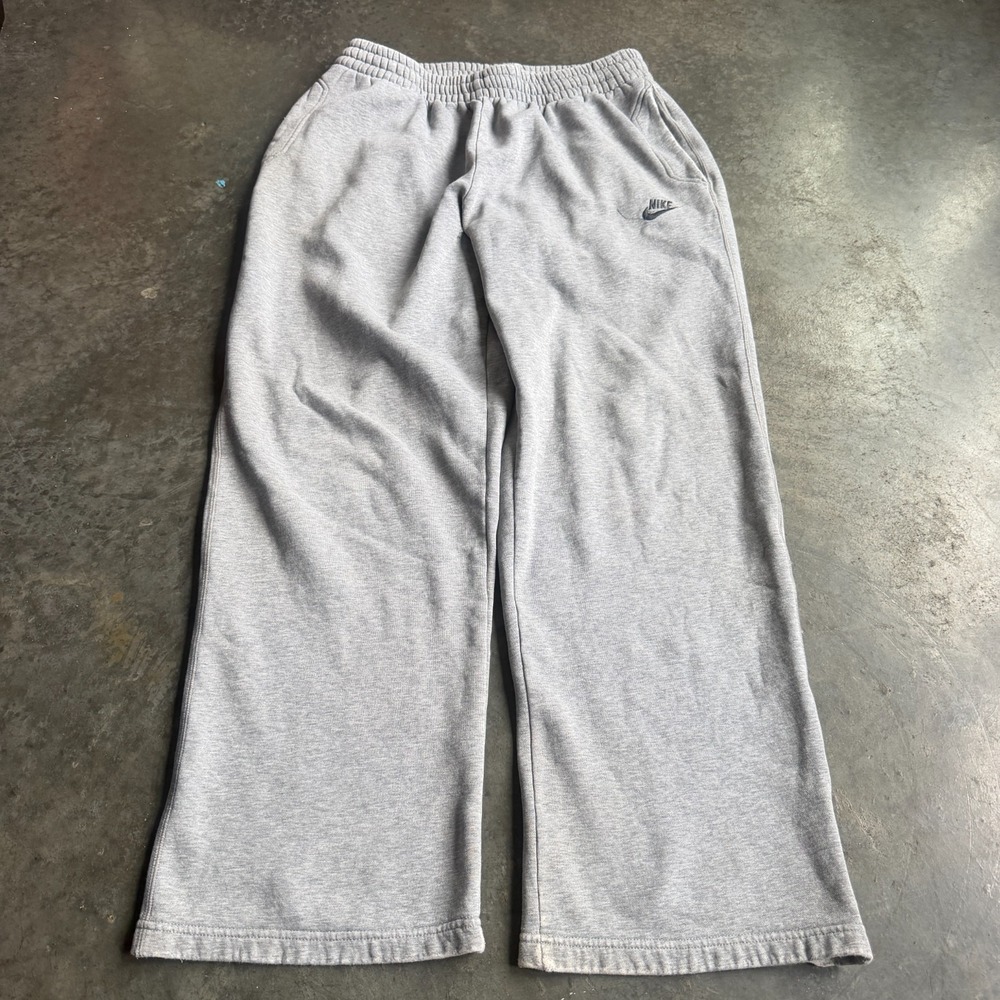Y2K Nike Baggy Sweatpants Men's L Gray Heavyweight Fleece Loose Lounge Vintage